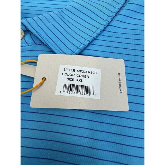 NWT Peter Millar Hemlock Performance Jersey Golf Polo Shirt CRRBN Blue XXL  $100 - Picture 4 of 8
